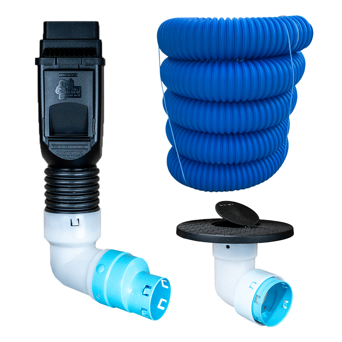 3½ Inch Premium Pro Kit for Buried Downspouts<br>Single Downspout in Black