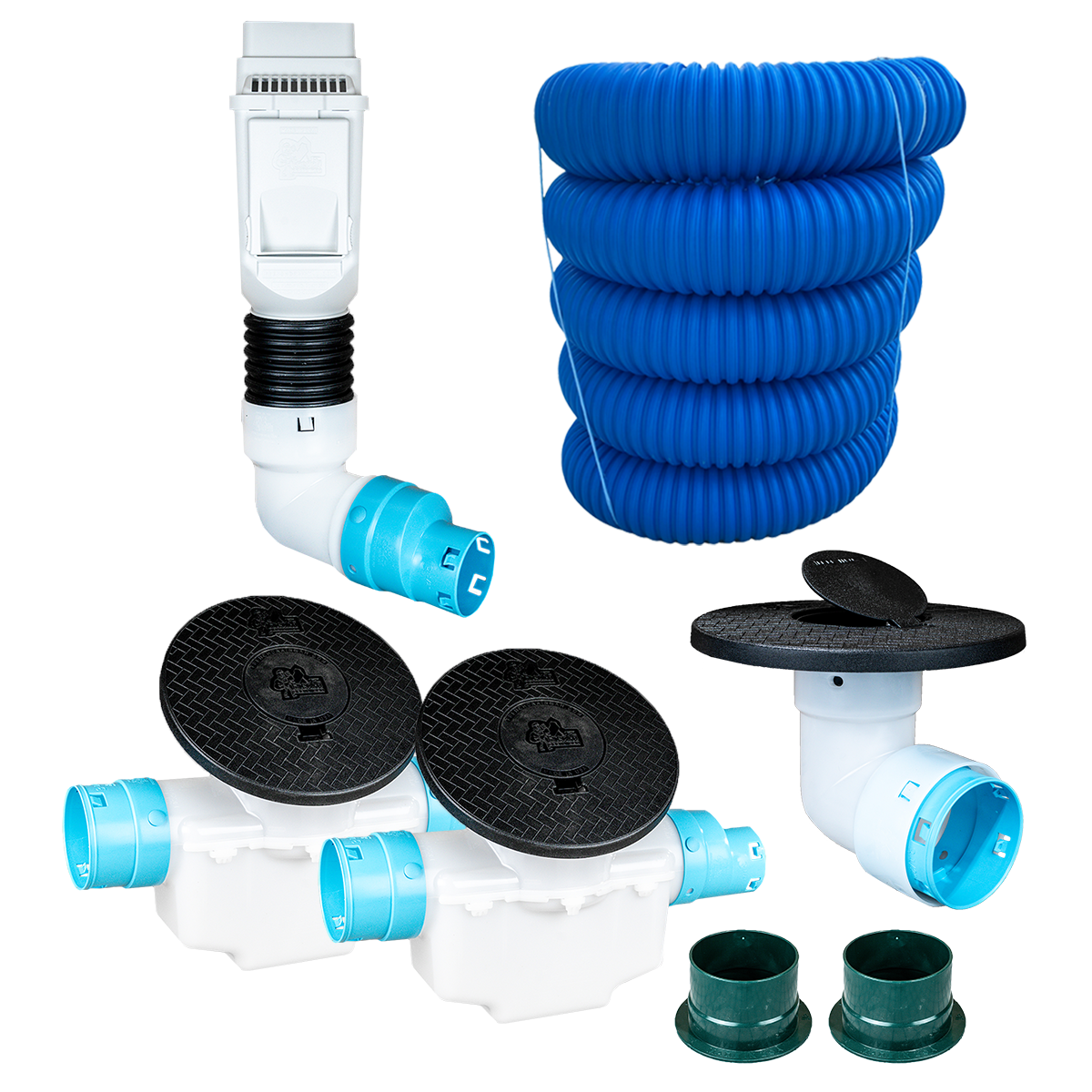3½ Inch Premium Pro Kit for Buried Downspouts<br>Single Downspout in White
