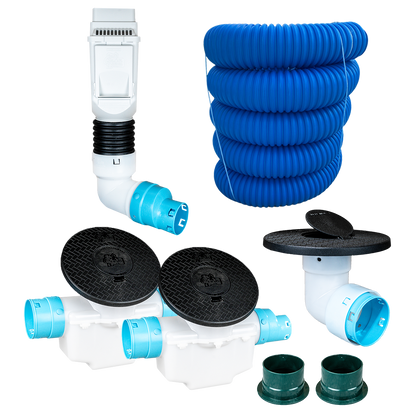 3½ Inch Premium Pro Kit for Buried Downspouts<br>Single Downspout in White
