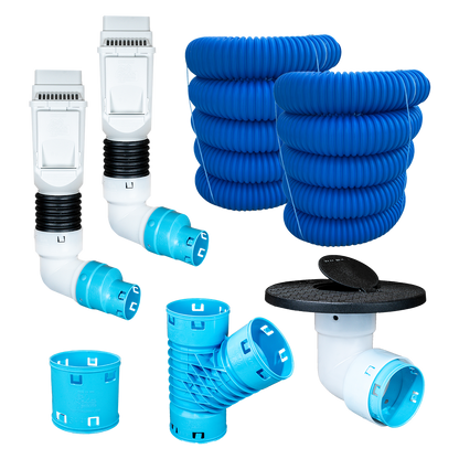 3½ Inch Premium Pro Kit for Buried Downspouts<br>Double Downspout in White