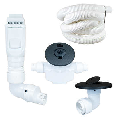White Torrential Rain </br> 3 Inch Pro Downspout Kit </br> With Basin