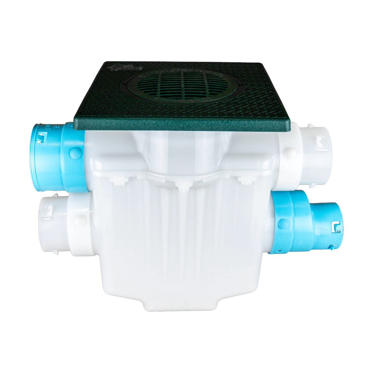 4-Way Connect<br>12 x 12 Catch Basin<br>Sump Lift / Septic Box<br>Connects to 3½ Inch Corrugated