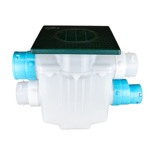 4-Way Connect<br>12 x 12 Catch Basin<br>Sump Lift / Septic Box<br>Connects to 3½ Inch Corrugated