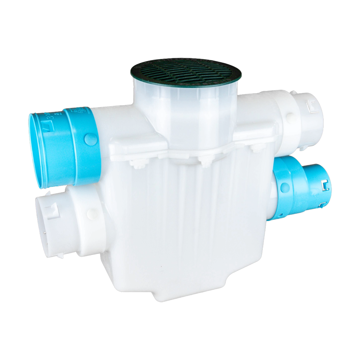 6 Inch 4-Way Connect<br>Catch Basin<br>Sump Lift / Septic Box<br>Connects to 3½ Inch Corrugated