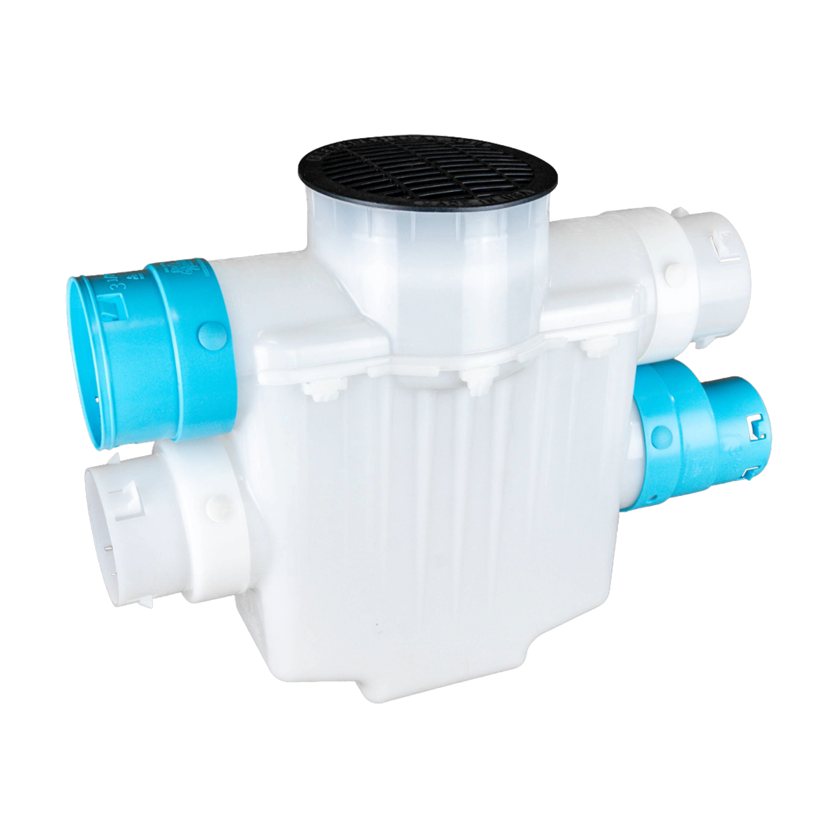 6 Inch 4-Way Connect<br>Catch Basin<br>Sump Lift / Septic Box<br>Connects to 3½ Inch Corrugated