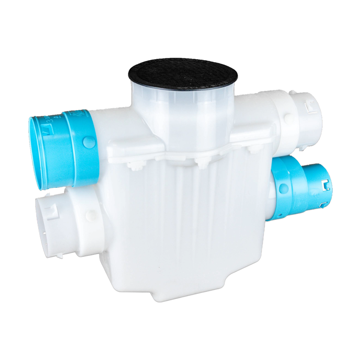 6 Inch 4-Way Connect<br>Catch Basin<br>Sump Lift / Septic Box<br>Connects to 3½ Inch Corrugated
