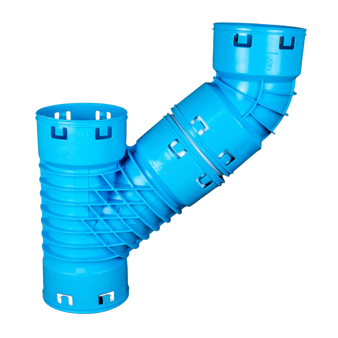 3½ Inch Single Wall Wye and 45° Fitting Combination