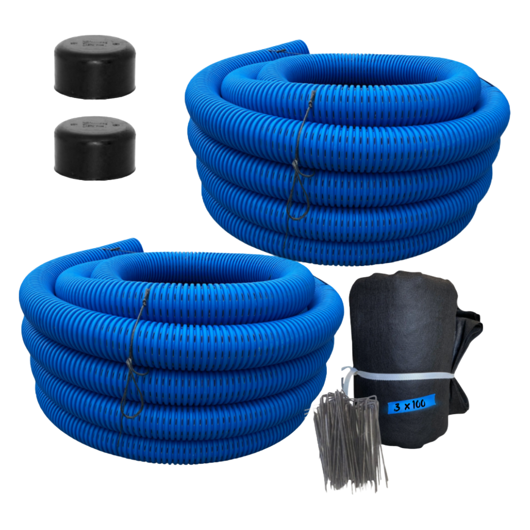 3 Inch High Octane ®<br> Armor 8-Row<br>Starter French Drain Kit<br>Double Pipe System