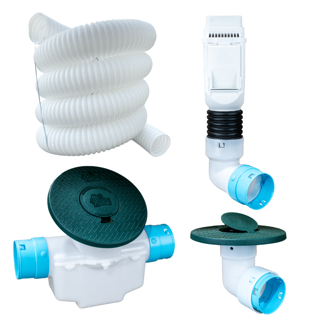 White Torrential Rain </br> 3½ Inch  Pro Downspout Kit </br> With Basin