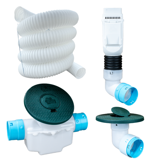White Torrential Rain </br> 3½ Inch  Pro Downspout Kit </br> With Basin