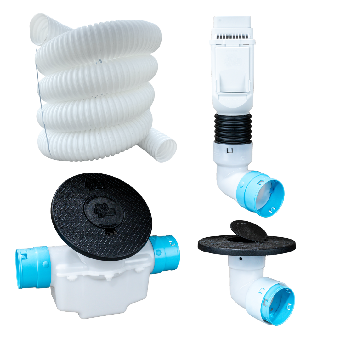 White Torrential Rain </br> 3½ Inch  Pro Downspout Kit </br> With Basin
