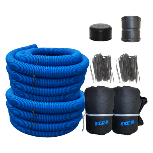3 Inch High Octane ®<br> Armor 8-Row<br>Starter French Drain Kit<br>Single Pipe System