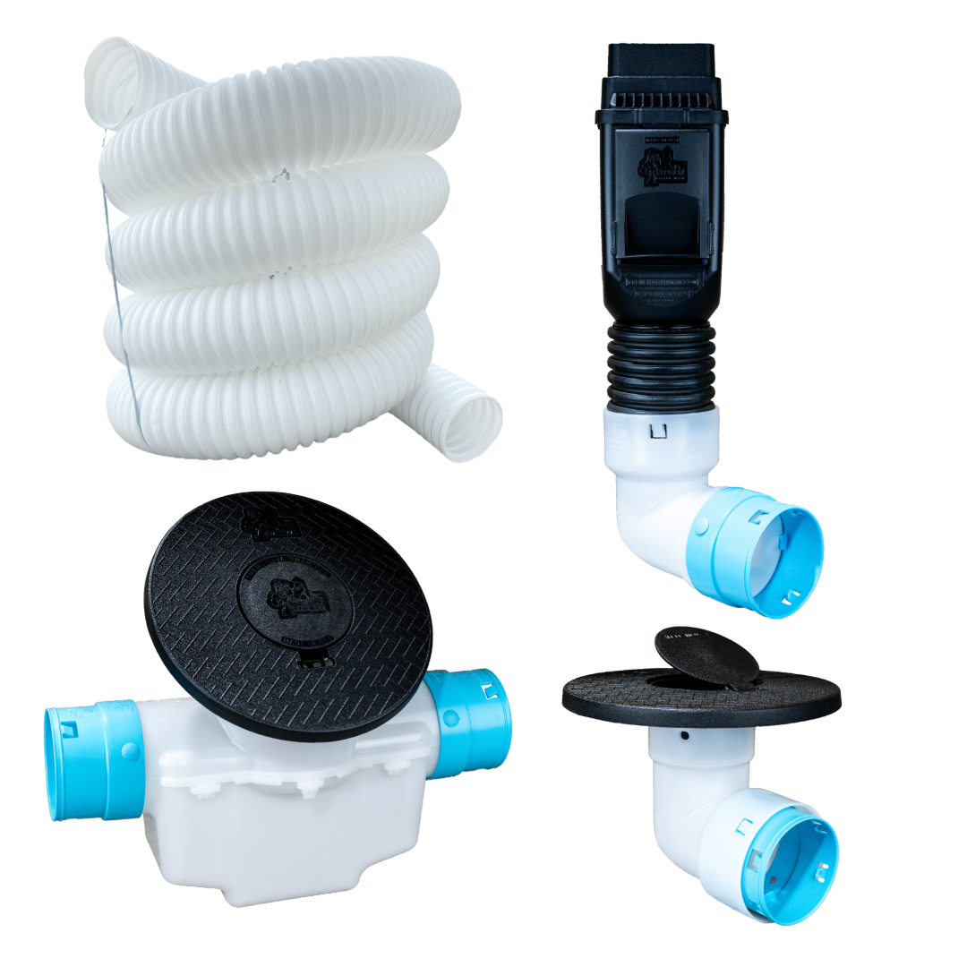 Black Torrential Rain </br> 3½ Inch  Pro Downspout Kit </br> With Basin