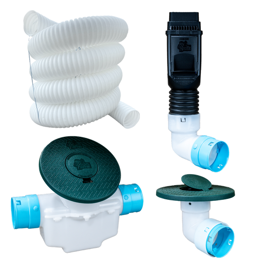 Black Torrential Rain </br> 3½ Inch  Pro Downspout Kit </br> With Basin