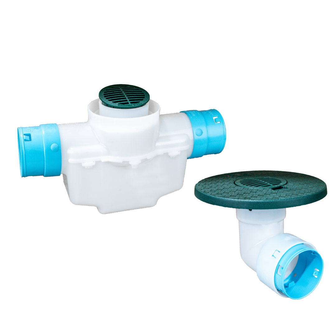 4 Inch<br>Single Line Catch Basin<br>Grated Emitter Kit<br>3½ Inch Connection