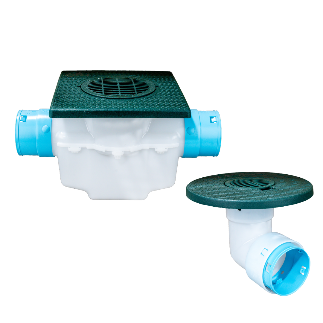6 Inch<br>Single Line Catch Basin<br>Grated Emitter Kit<br>3½ Inch Connection