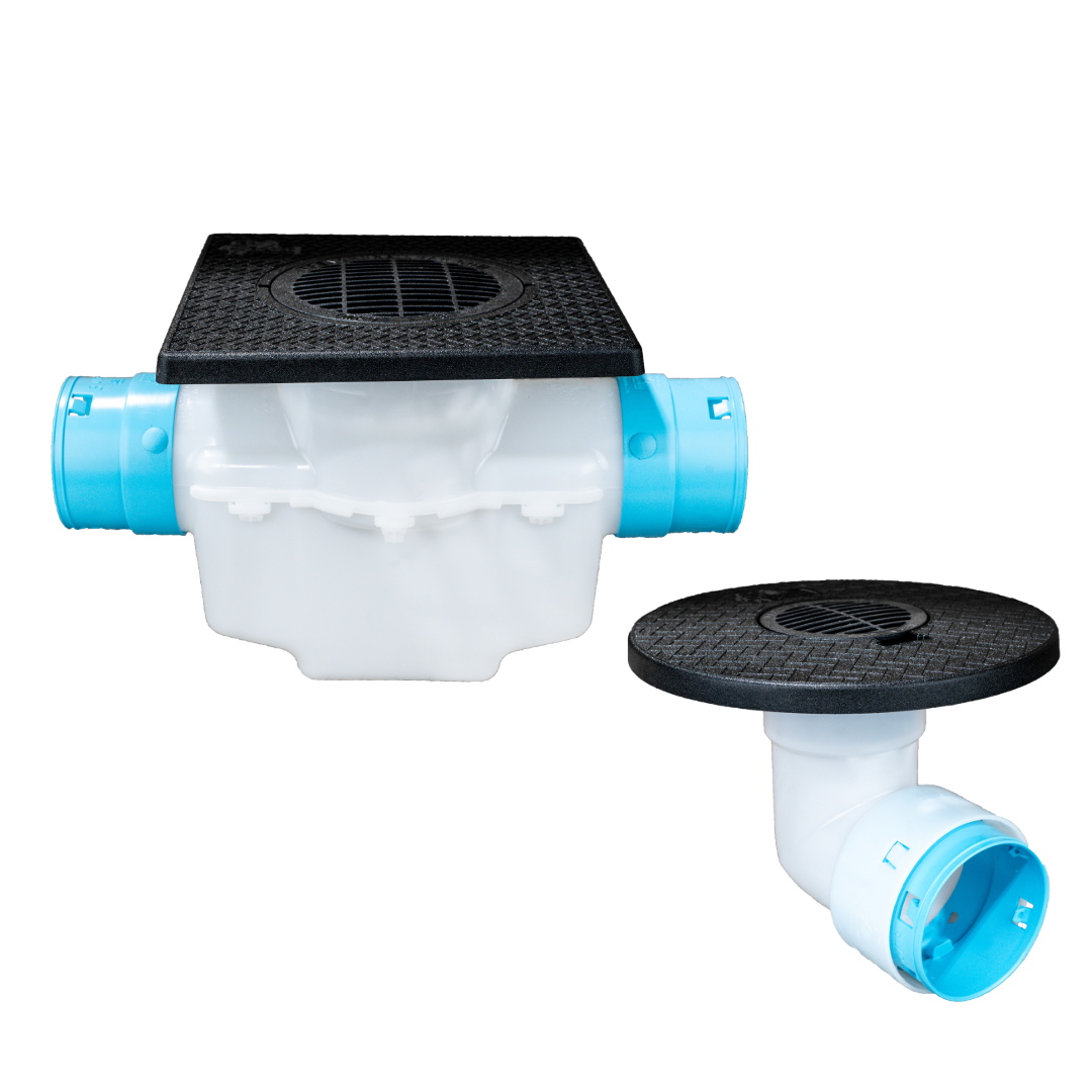 6 Inch<br>Single Line Catch Basin<br>Grated Emitter Kit<br>3½ Inch Connection