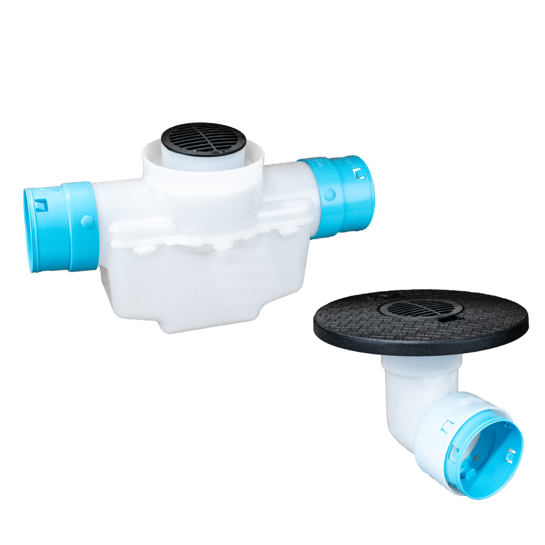 4 Inch<br>Single Line Catch Basin<br>Grated Emitter Kit<br>3½ Inch Connection