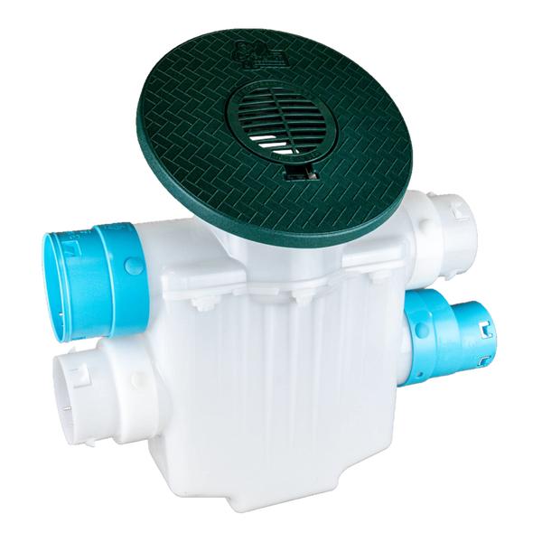 4 Inch 4-Way Connect<br>Catch Basin Sump Lift / Septic Box<br>Connects to 3½ Inch Corrugated