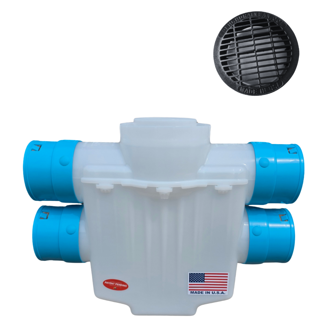 6 Inch 4-Way Connect Catch Basin</br>3½ Inch Double Pipe System