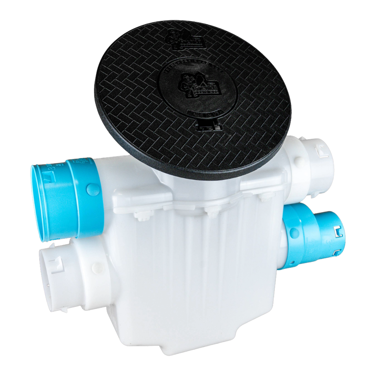 4 Inch 4-Way Connect<br>Catch Basin Sump Lift / Septic Box<br>Connects to 3½ Inch Corrugated