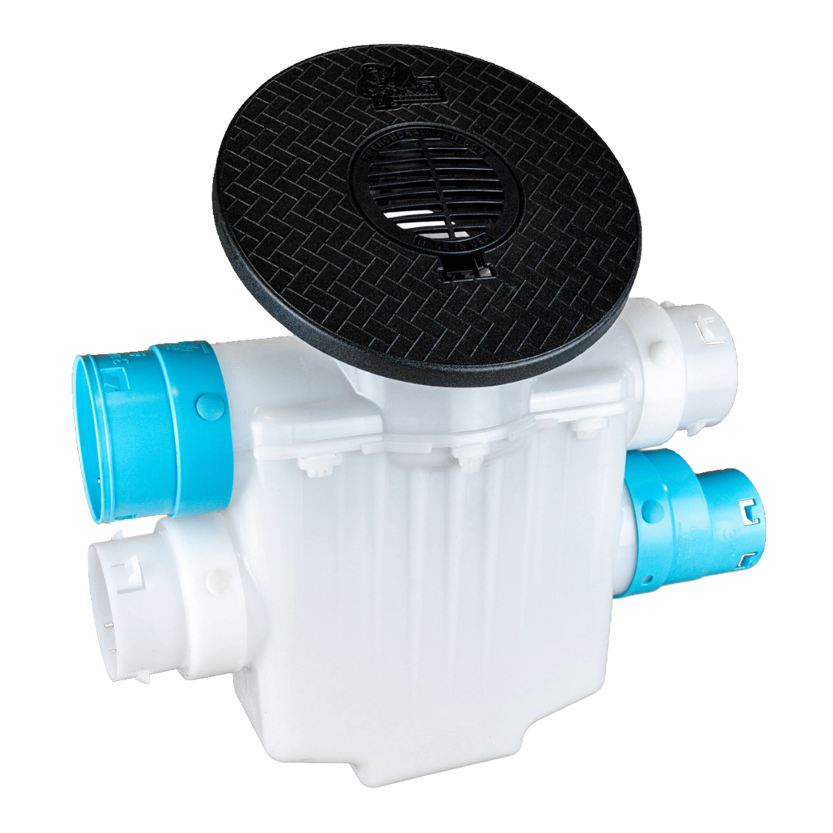 4 Inch 4-Way Connect<br>Catch Basin Sump Lift / Septic Box<br>Connects to 3½ Inch Corrugated