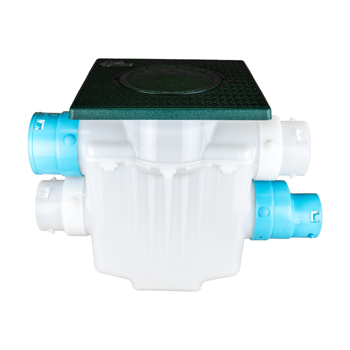 4-Way Connect<br>12 x 12 Catch Basin<br>Sump Lift / Septic Box<br>Connects to 3½ Inch Corrugated