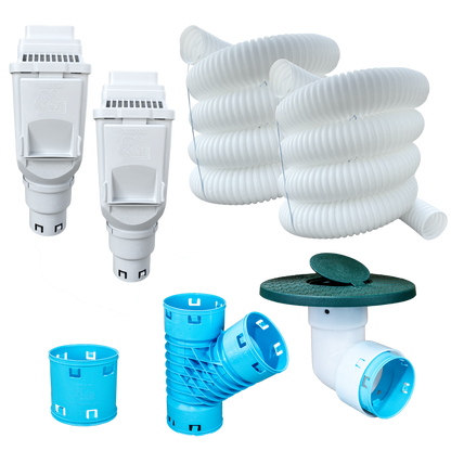 3½ Inch Buried Downspout Kit<br>Double Downspout in White