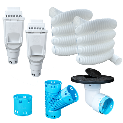 3½ Inch Buried Downspout Kit<br>Double Downspout in White