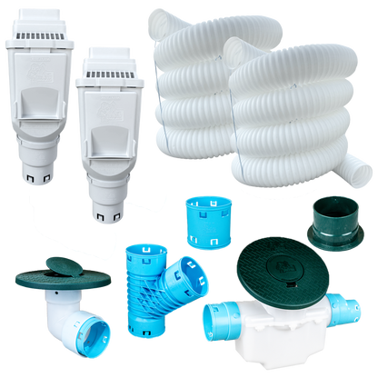 3½ Inch Buried Downspout Kit<br>Double Downspout in White
