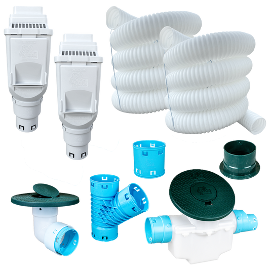 3½ Inch Buried Downspout Kit<br>Double Downspout in White