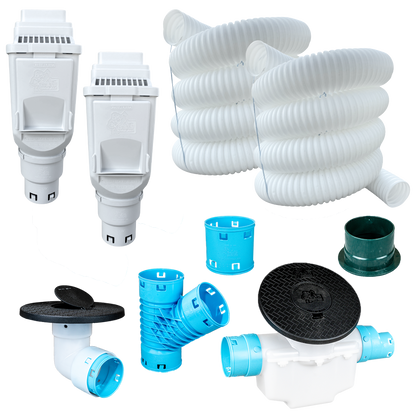 3½ Inch Buried Downspout Kit<br>Double Downspout in White