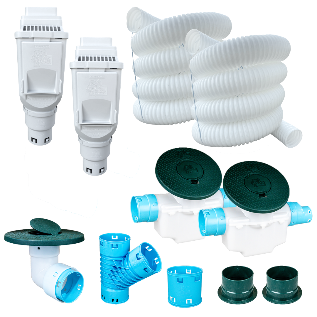 3½ Inch Buried Downspout Kit<br>Double Downspout in White