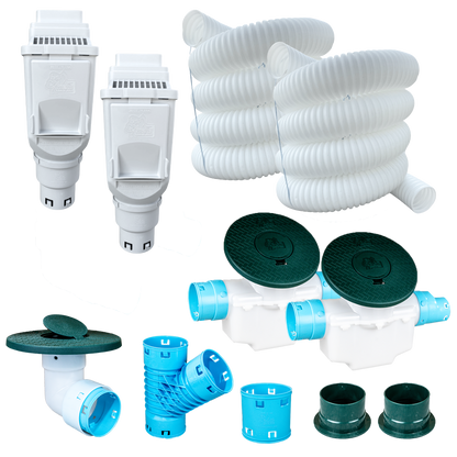 3½ Inch Buried Downspout Kit<br>Double Downspout in White