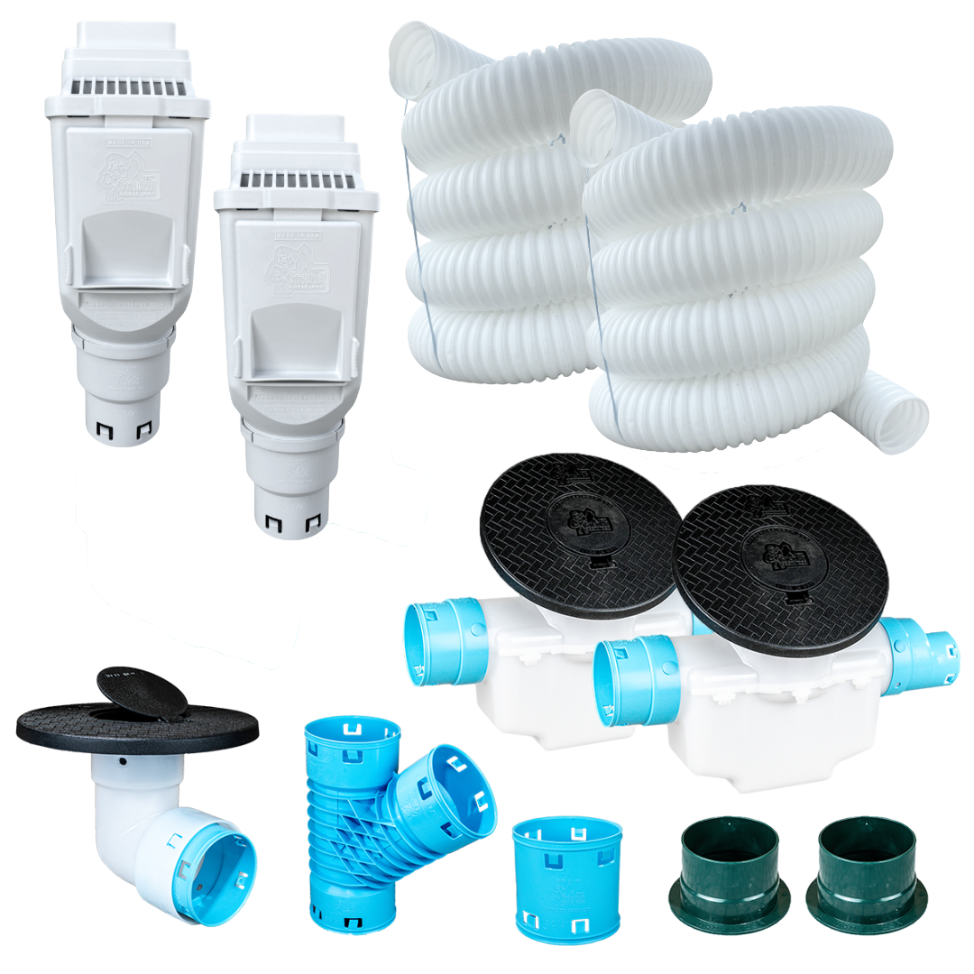 3½ Inch Buried Downspout Kit<br>Double Downspout in White