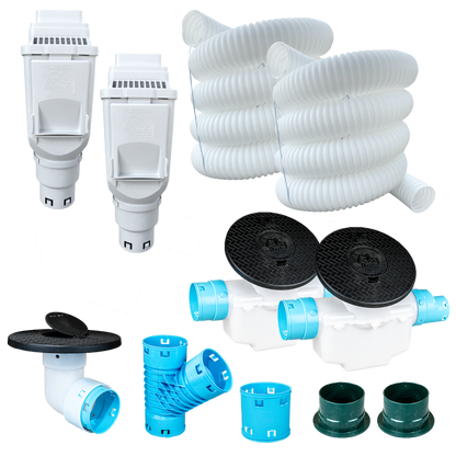 3½ Inch Buried Downspout Kit<br>Double Downspout in White