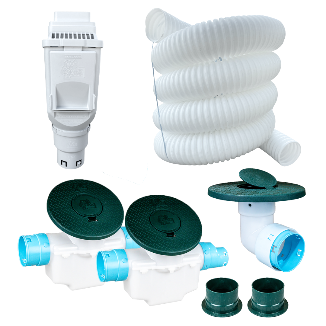 3½ Inch Buried Downspout Kit<br>Single Downspout in White