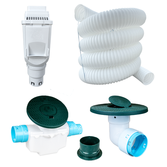 3½ Inch Buried Downspout Kit<br>Single Downspout in White