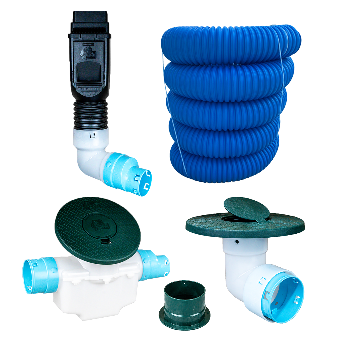 3½ Inch Premium Pro Kit for Buried Downspouts<br>Single Downspout in Black