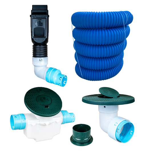 3½ Inch Premium Pro Kit for Buried Downspouts<br>Single Downspout in Black