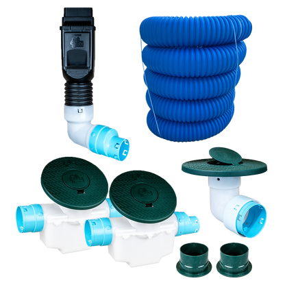 3½ Inch Premium Pro Kit for Buried Downspouts<br>Single Downspout in Black