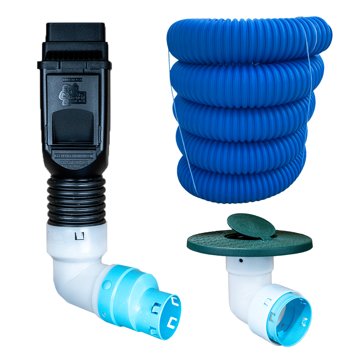 3½ Inch Premium Pro Kit for Buried Downspouts<br>Single Downspout in Black