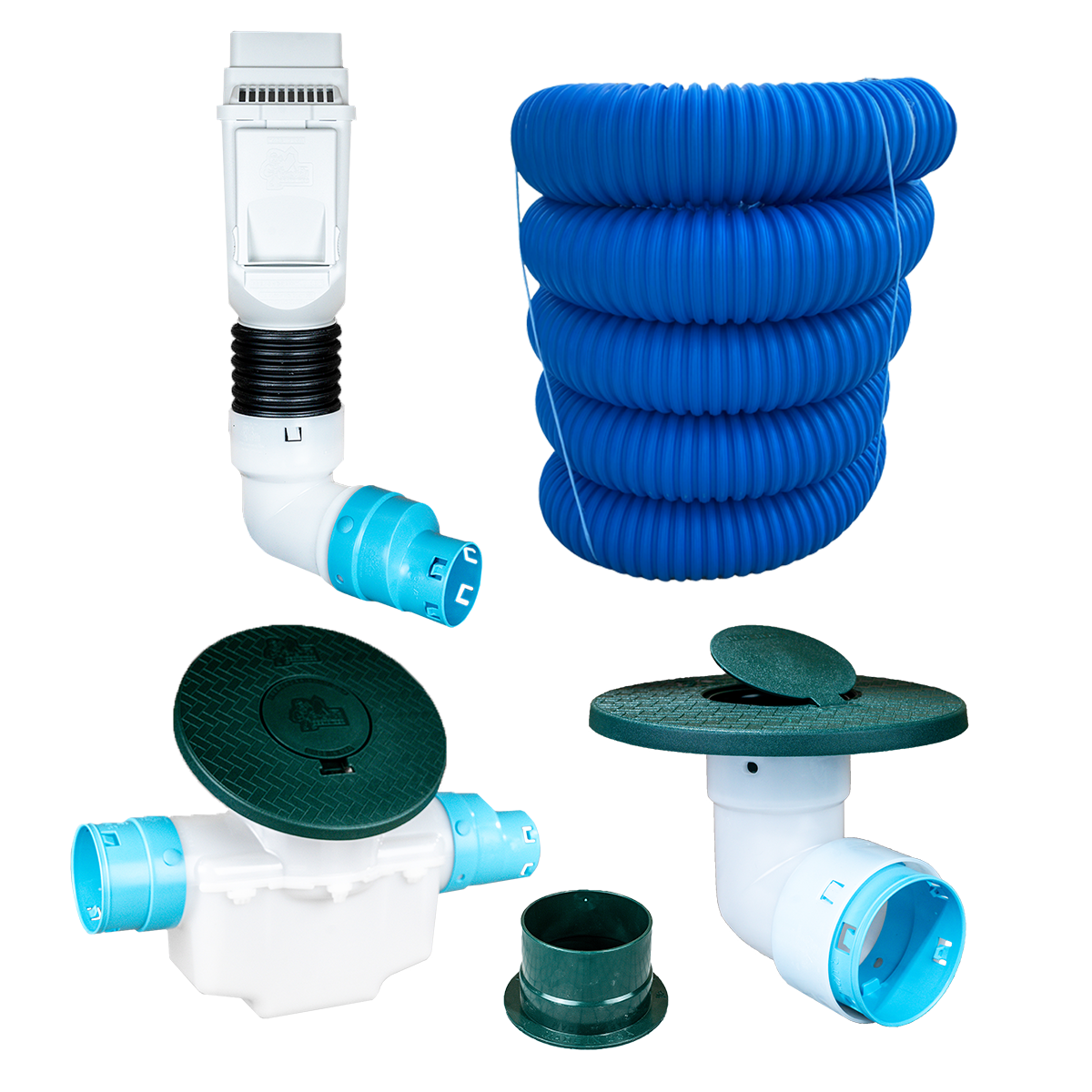 3½ Inch Premium Pro Kit for Buried Downspouts<br>Single Downspout in White