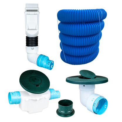 3½ Inch Premium Pro Kit for Buried Downspouts<br>Single Downspout in White