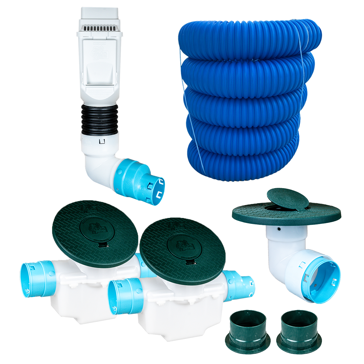 3½ Inch Premium Pro Kit for Buried Downspouts<br>Single Downspout in White