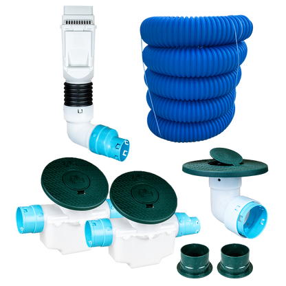 3½ Inch Premium Pro Kit for Buried Downspouts<br>Single Downspout in White